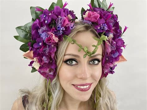 Elf Flower Headdress Violet Flower Crown Large Purple Etsy