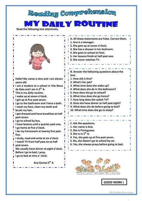 daily routine worksheet  esl printable worksheets   teachers