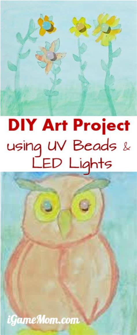 Modern and fun, this is a great lamp fixture to make. DIY Art Project with UV Beads and LEDs | iGameMom