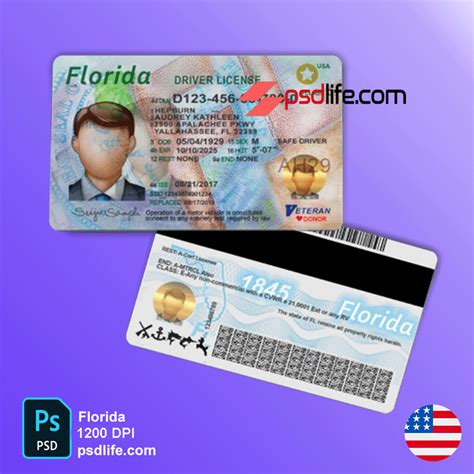Florida Driving License Photoshop Document Package General