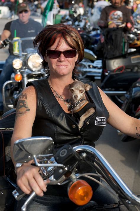 Biker Girl Alady Her Dawg And A Harley At Sturgis Rally So Flickr