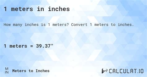 1 Meters In Inches Calculatio