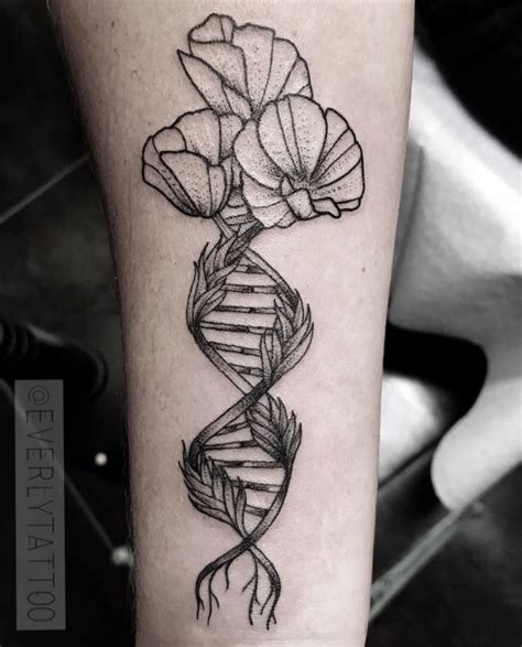 DNA California poppy blackwork tattoo | Dna tattoo, Tattoos, Science