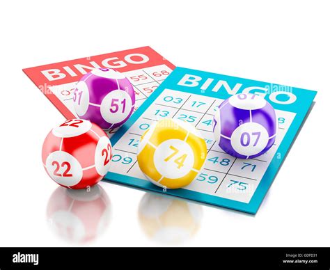 3d Renderer Image Bingo Cards With Colorful Bingo Balls Isolated