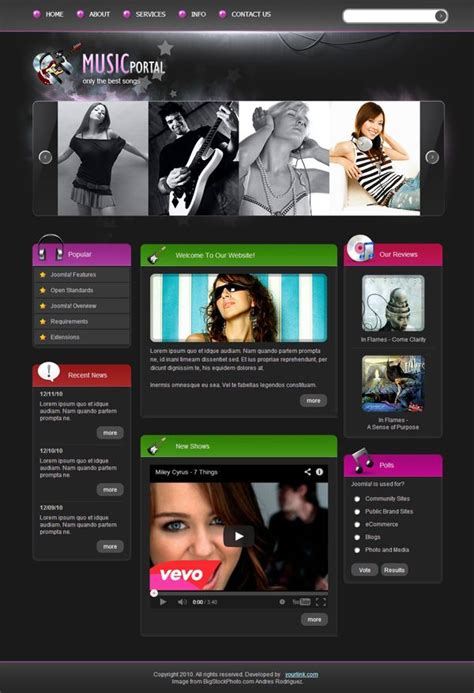 Music Portal Joomla Template 300110811 By Dynamic Template Joomla