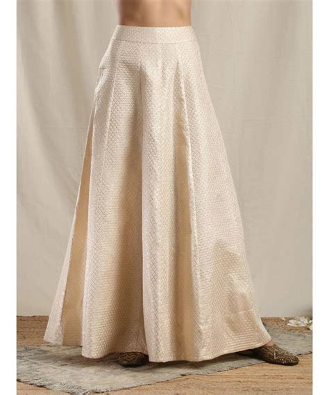 Ivory Gold Brocade Slit Kurta Skirt Set Truebrowns Lifestyle Pvt Ltd