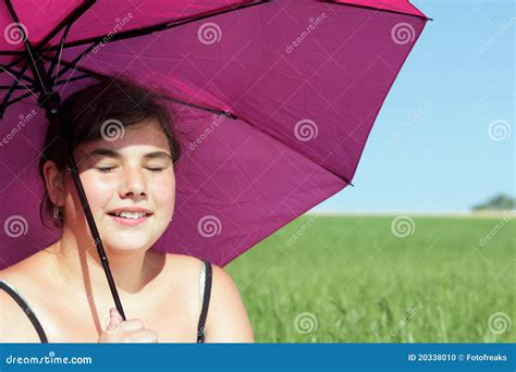 Girl With Parasol Stock Photo Image Of Holidays Blue 20338010