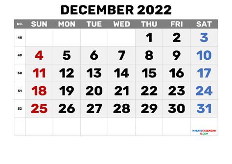 Free Printable Blank Calendar December 2022 Pdf And Image