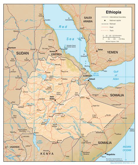 Large Political Map Of Ethiopia With Relief Ethiopia Large Political