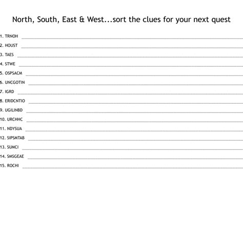 North South East And Westsort The Clues For Your Next Quest Word