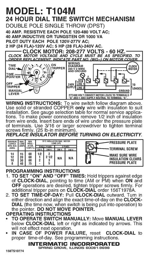 Model T103 Timer Manual