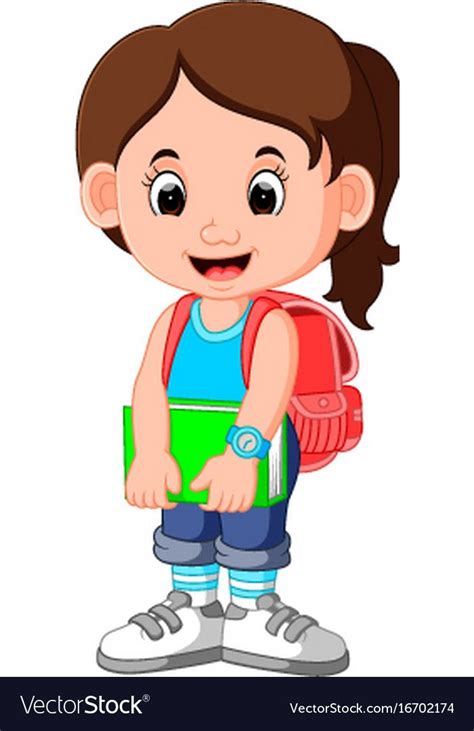 Illustration Of Cute Girl Go To School Cartoon Download A Free Preview Or High Quality Adobe