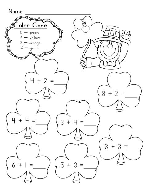 Patrick's day is a holiday unlike any other. St. Patrick's Day Adding and Code | Kindergarten morning work, March kindergarten, Kindergarten fun