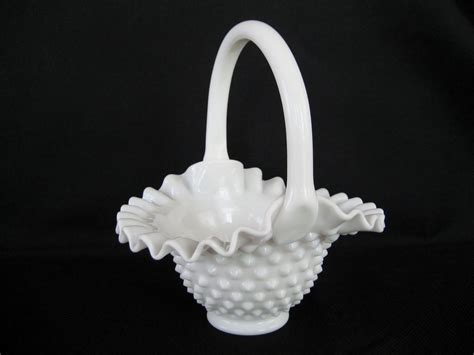 Fenton White Hobnail Basket From Thedaisychain On Ruby Lane