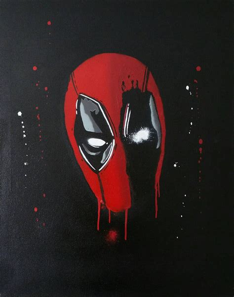 Deadpool Original Art On Canvas 16 In X 20 In Spray Paint Etsy