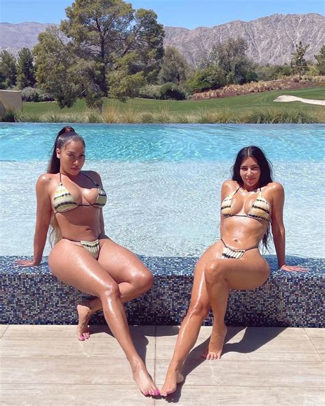 Kim Kardashian And La La Anthony In Striped Bikinis Relax By The Pool Fappeningtime