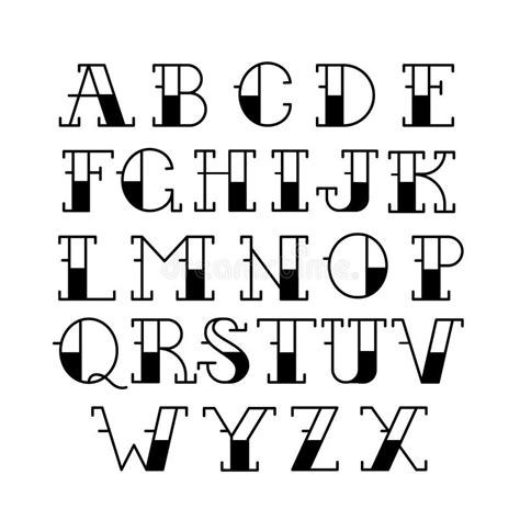Traditional Tattoo Alphabet Vector Font Stock Vector Illustration Of