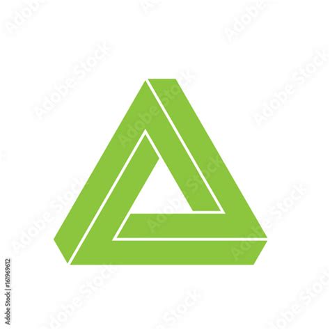 Penrose Triangle Icon Geometric 3d Object Optical Illusion Green