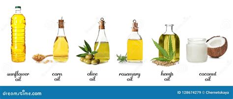 Set With Bottles Of Different Oils Stock Image Image Of Natural