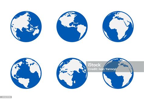 Ikon Bola Dunia Bumi Belahan Bumi Dengan Benua Ilustrasi Vektor