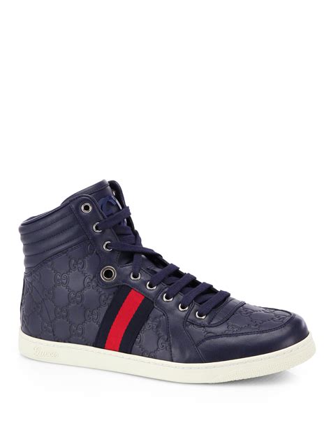 Lyst Gucci Ssima High Top Sneakers In Blue For Men
