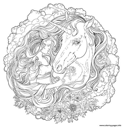 Mandala Unicorn Girls Coloring page Printable