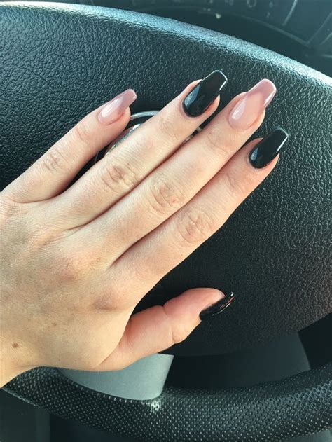 Fall Nails Coffin Shape Acrylic Black And Nude Nails Coffin