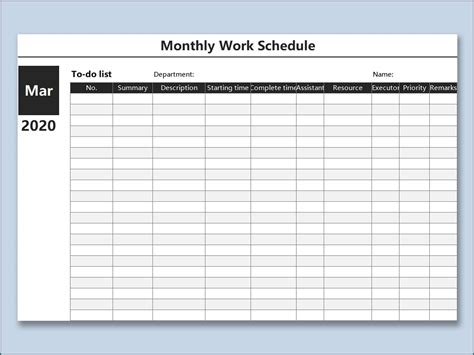 Free Printable Work Schedules Monthly Calendar Template 2022