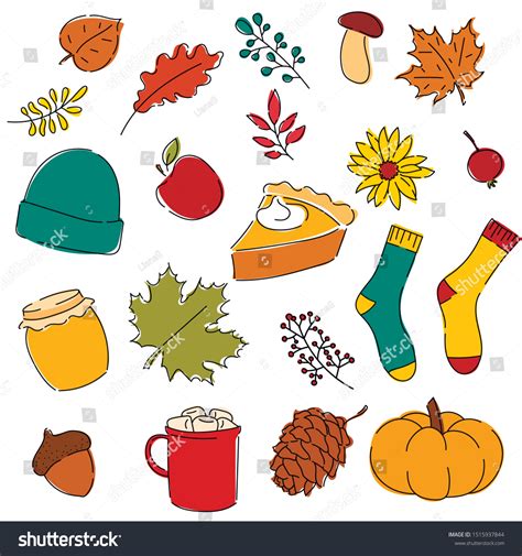 Collection Autumn Stickers Set Cute Autumn Stock Vector Royalty Free