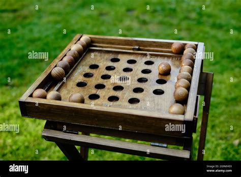 Outdoor Board Game On A Wooden Board Stock Photo Alamy