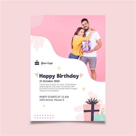 Free Vector Poster Template For Birthday Celebration