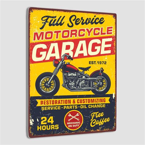 Custom Motorcycle Garage Metal Signs Personalized Motorcycle Ts