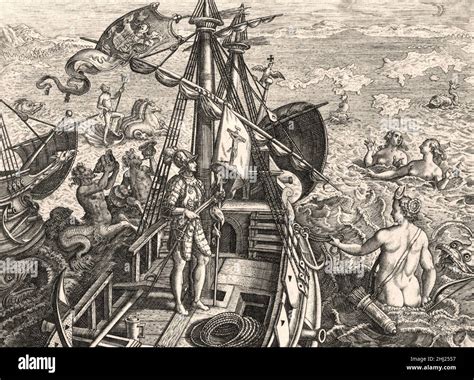 Christopher Columbus Allegorical Illustration Stock Photo Alamy