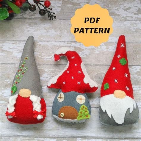 Felt Gnome Ornament Pattern Felt Christmas Ornaments Tomte Etsy