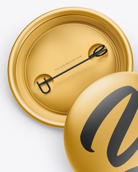Two Metallic Button Pins Mockup On Yellow Images Object Mockups