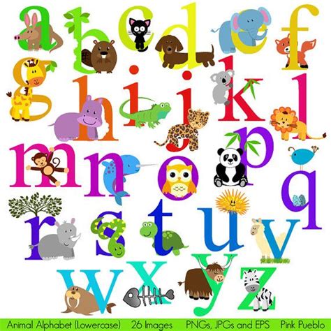 Animal Alphabet Font With Safari Jungle Zoo Animals Etsy Animal