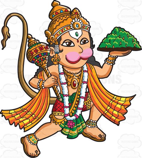 The Hindu God Hanuman Hindu Gods Hanuman Cartoon Clip Art
