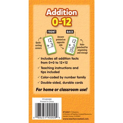 Addition Flash Cards All Facts 0 12 The School Box Inc