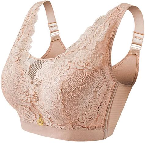 Women Full Support Anti Sagging Seamless Wireless Lace Bra With Light Molded Cup Amazon Ca