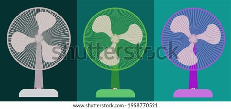 Collection Electric Fans Various Types Isolated Stock Vector Royalty