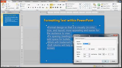 Formatting Bulleted Text In Powerpoint 2010 Youtube