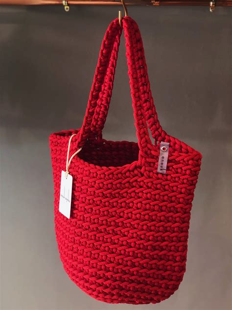 Scandinavian Style Crochet Tote Bag Handmade Knitted Handbag Etsy