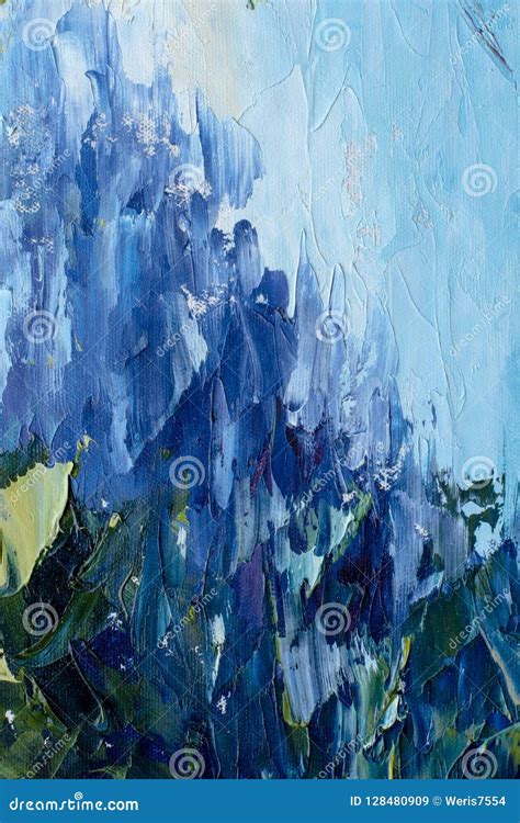 Blue Abstract Theme Modern Impressionism Impasto Fine Art Stock Image