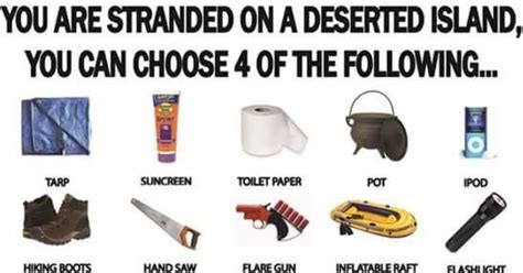 You Are Stranded On A Deserted Island You Can Only Choose 4 Items
