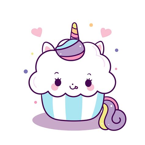 Cute Unicorn Cartoon Sweet Cake Happy Birthday Party Kawaii Animal
