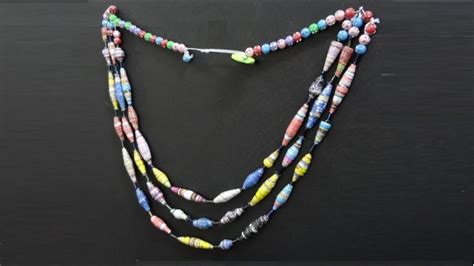 Paper Crafts Three Layer Paper Bead Necklace Diy Paper Jewelry