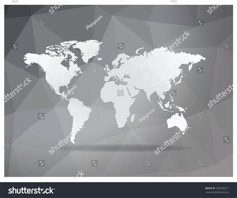 Gray Color Polygon World Map Geometric On Royalty Free Stock Vector