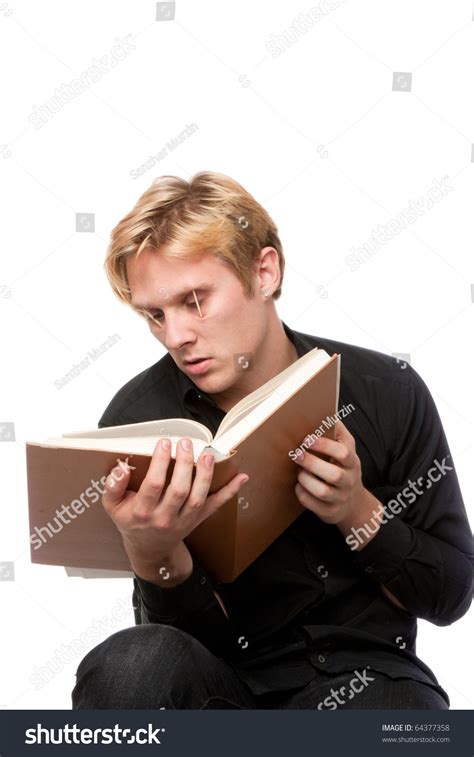 Sleepy Young Man Holding Eyes Open With Matches Reading A Book On White