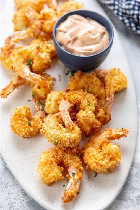 How to air fry frozen shrimp (raw). Air Fryer Fried Shrimp - Garnished Plate