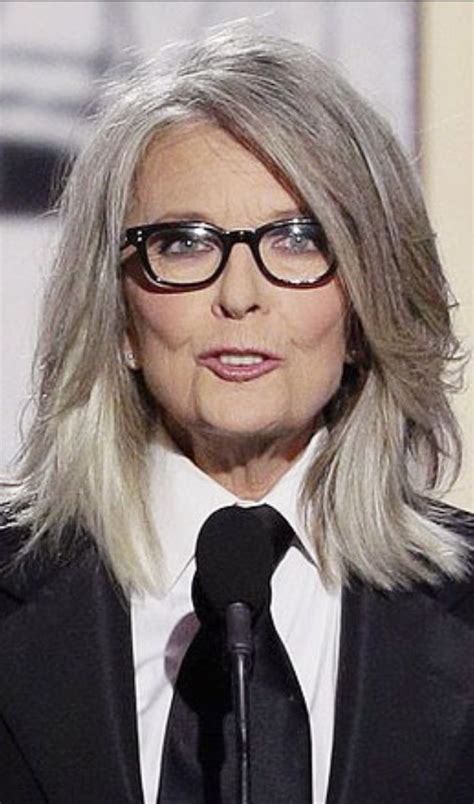 Diane Keaton 2014 Golden Globes Long Gray Hair Grey Hair Blonde Hair